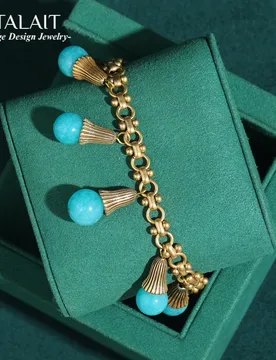 Vintage Turquoise Light Bulb Tassel Bracelet 18k Gold Color Natural Stone Bangle Jewelry Antique Accessories Retro For Women - Aliexpress - FashionsVida