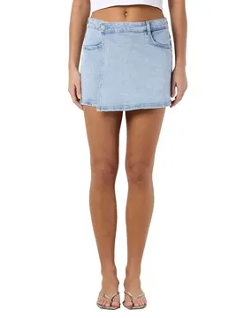 Gonna Corta A Vita Alta Noami Denim Light Blue Denim S