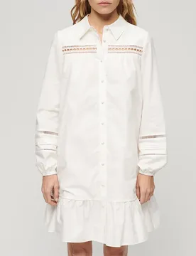 Vestito A Maniche Lunghe Lace Mix Chalk White L