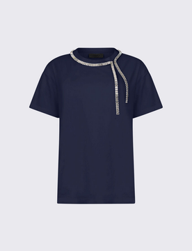 T-shirt con ricami gioiello donna blu oceano