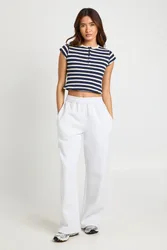 Womens Ribbed Waistband Straight Leg Jogger - Grey Cotton - Size X-Large