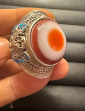 Tibetan Natural Round Eye Agate Ring, Inlaid Red Dzi Bead Domineering Adjustable Open Ethnic Men Jewelry - Aliexpress - FashionsVida