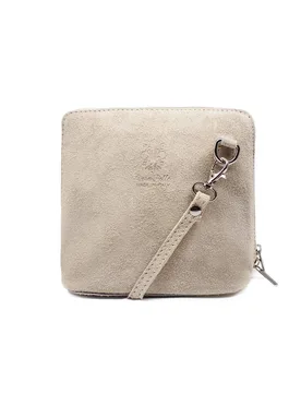 Women's Small Genuine Italian Suede Leather Zip Around Crossbody Bag in Beige - Beige - Size: One Size - Kitise - FashionsVida