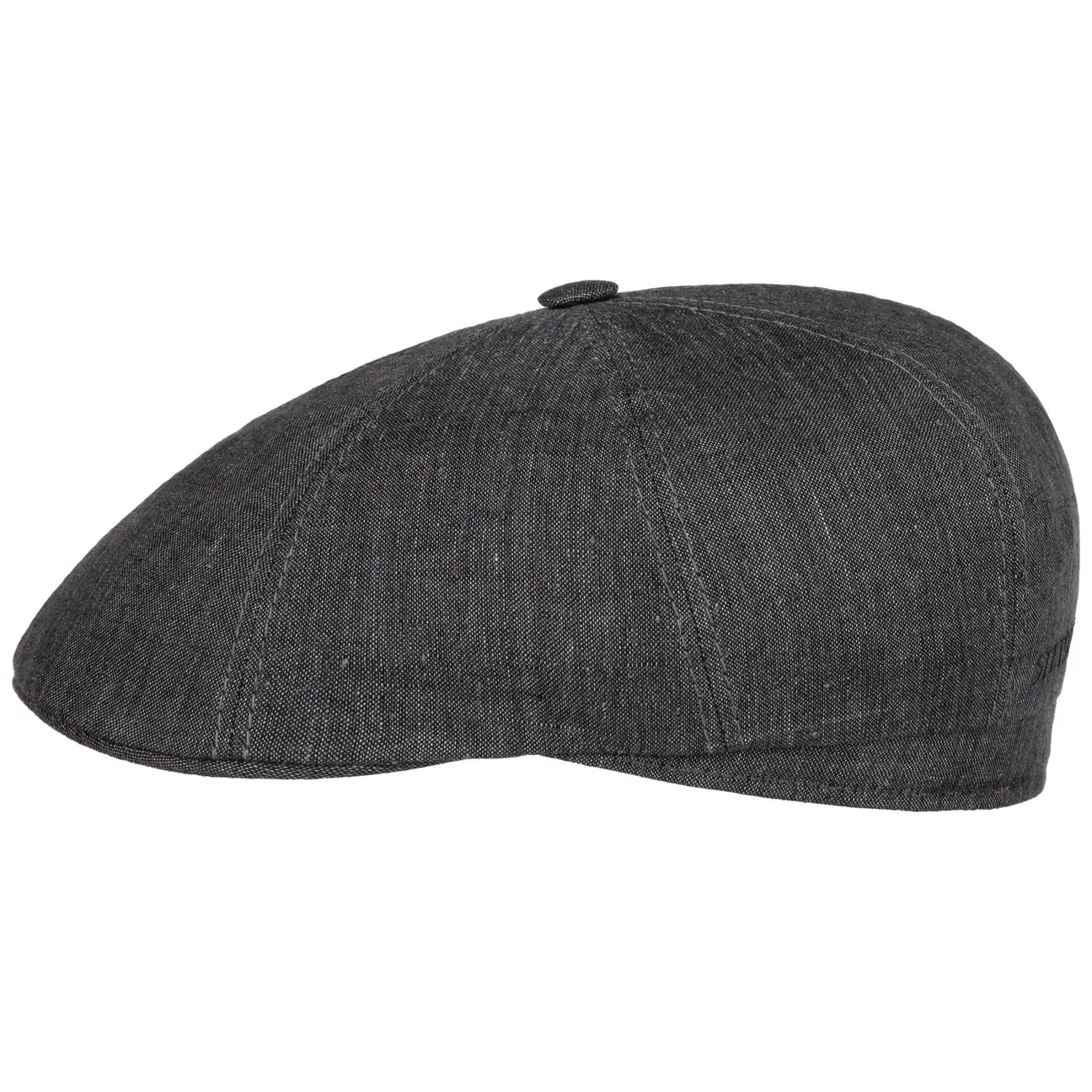 Bricksford 8 Panel Linen Flat Cap by - dark grey - Female - Size: 62 cm - Stetson - FashionsVida