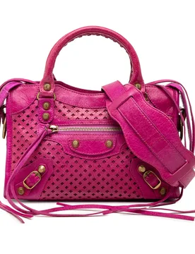 Mini Lambskin Motocross Stadio Laser Cut Cross Classic City Satchel - Balenciaga - FashionsVida