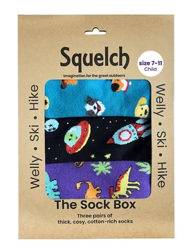 Set of Three Mini Welly Socks in a Gift Box - - Size: 3-6y - Squelch - FashionsVida