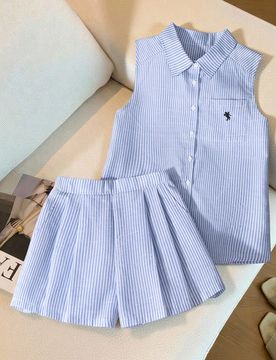 Conjunto informal de camisola y pantalones cortos de lino para adolescentes, conjunto de camisa sin mangas y pantalones cortos, ajuste suelto y cómod