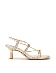 Jackpots Metallic Kitten Heel Square Toe Sandals Gold female