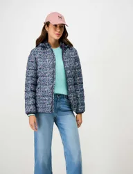 Lightweight Floral Zip Through Padded Jacket Navy Mix female