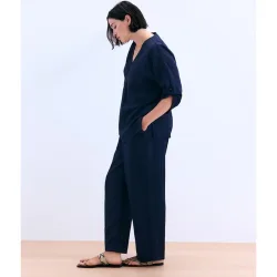 Pantalón fluido de mujer con efecto arrugado