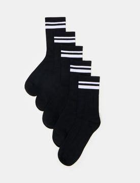 Confezione da 5 paia di calzini a costine con cotone - nero