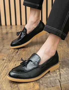 Size 38-47 Vintage Men Loafers British Style Tassel Fashionable Pointed Leather Shoes American Business Office Brand Shoes Men - Aliexpress - FashionsVida