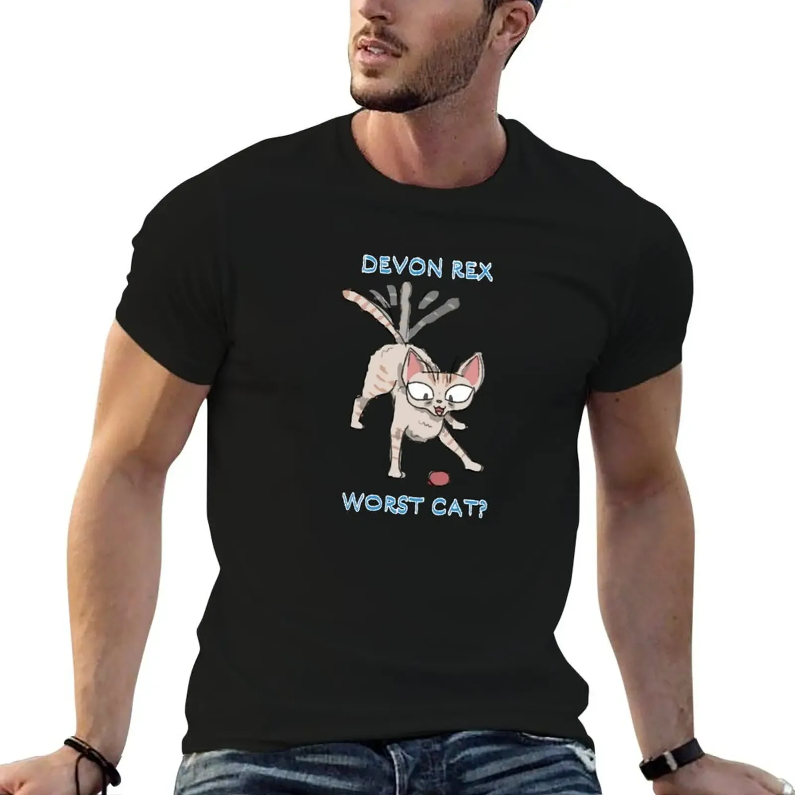 Devon Rex - worst cat? T-Shirt Work Outdoor Short Sleeve Tee - Aliexpress - FashionsVida