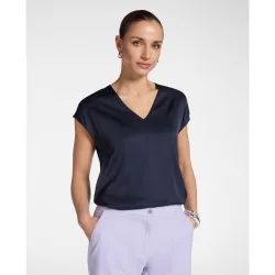 Blusa de mujer de satén con cuello de pico
