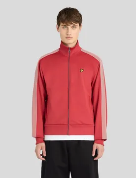 Men's Striped Taped Track Jacket Garnet - Lyle & Scott - FashionsVida