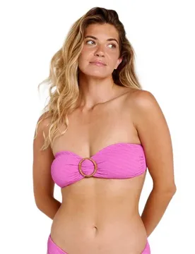Top Bikini Custom Rib Bandeau Super Pink S