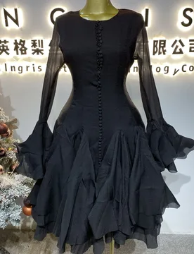 New Fairy-like Round Neck Ruffled Small Sleeve Evening Dress Elegant Women's Casual Dress-GZXX414 - Aliexpress - FashionsVida