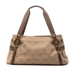 Gancini Canvas Shoulder Bag