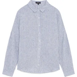 Camisa de mujer de mujer con estampado de rayas en lino 100%