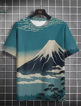 Men's 3D Landscape Printed T-shirt, Casual Round Leader T-shirt, Street Super Cool T-shirt, Made of Polyester Fiber - Aliexpress - FashionsVida