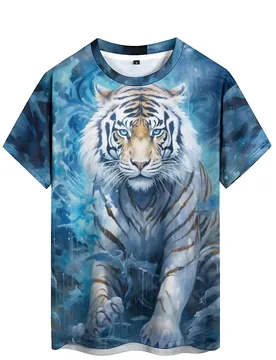 Men's Color-Block Splatter 3D Printed Short-Sleeve T-Shirt - Holiday Costume, Crew Neck, Smooth Fabric - Aliexpress - FashionsVida