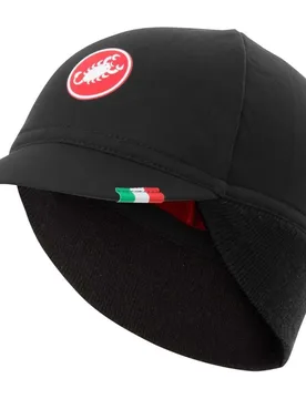Cappellino Con Visiera Difesa Thermal Gore-tex Infinium™ Windstopper® Black / Red - Castelli - FashionsVida