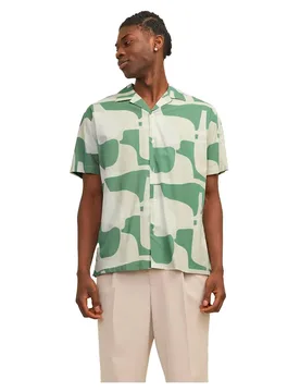 Camicia A Maniche Corte 12255977 Bottle Green L - Jack & jones - FashionsVida