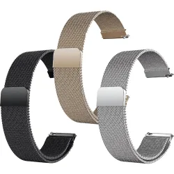 Pack de 3 pulseras Milanesa Oro, Plata y Negro para Smartwatch de 22mm