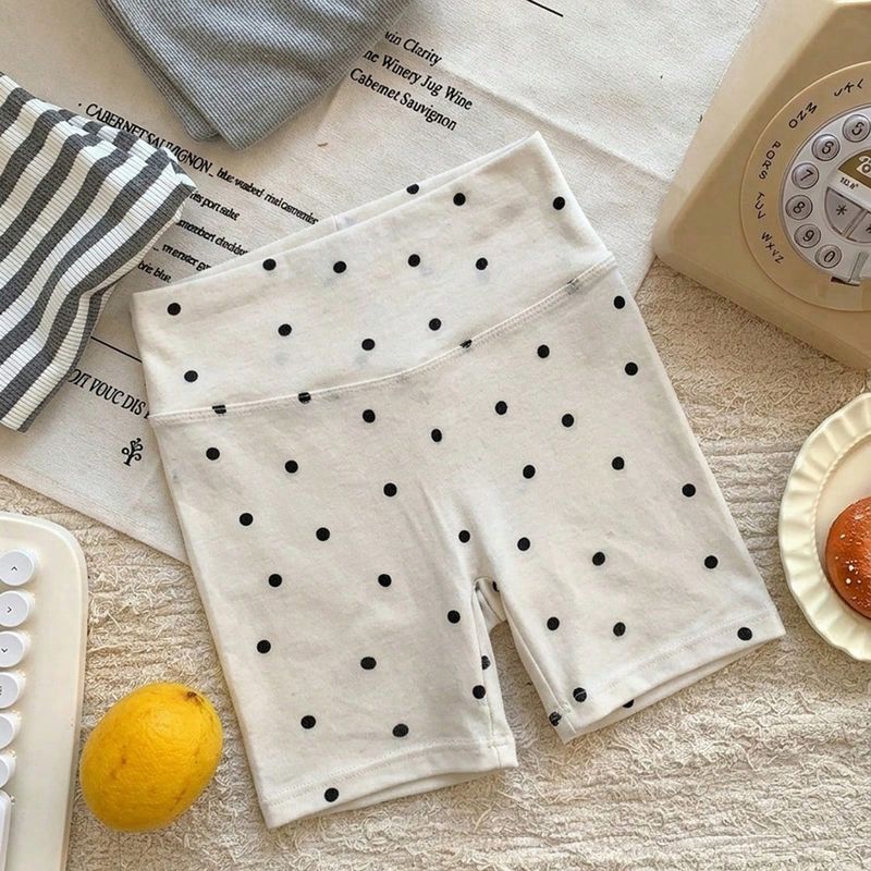 Pantalones cortos casuales con estampado de lunares para niña, versátiles para uso diario en verano