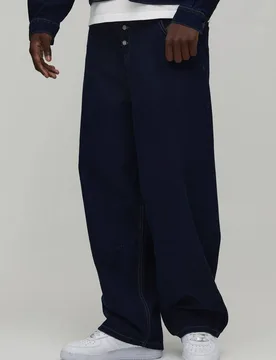 Herren Barrel-Fit Co-ord Jeans Hosen Indigo Größe 30 - boohooMAN - FashionsVida