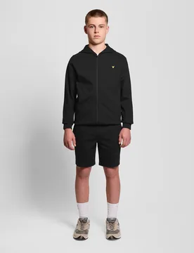 Kids' Sports Brushback Fleece Shorts in Black - Lyle & Scott - FashionsVida
