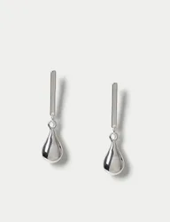 Tear Stick Drop Earrings Silver female