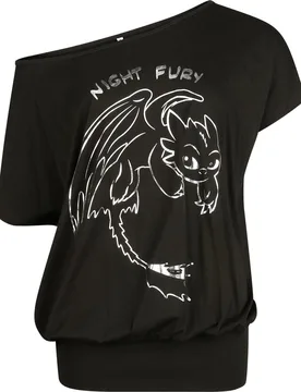 T-Shirt - Dragons - Night Fury - S bis 3XL - für Damen - Größe 3XL - schwarz - EMP exklusives Merchandise! - Frauen - female - Drachenzähmen leicht gemacht - FashionsVida