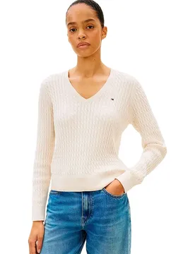 Pull à Col En V Ww0ww44987 Heather Ivory Petal 3XL