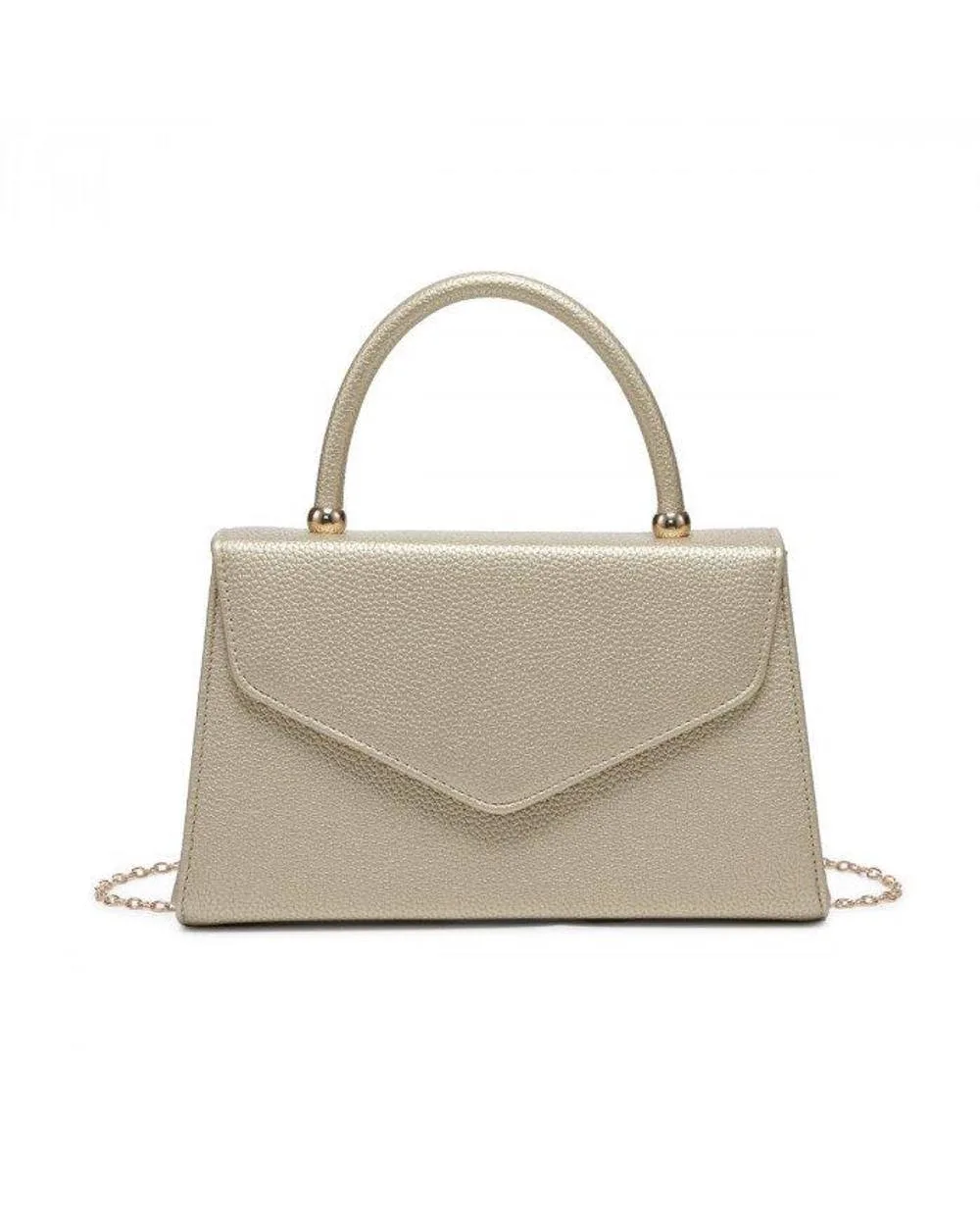 Top Handle Pu Clutch Bag - Gold - Size: One Size - JFY - FashionsVida