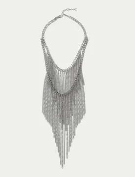 Statement Chain Piece Necklace Silver female - M&S - FashionsVida