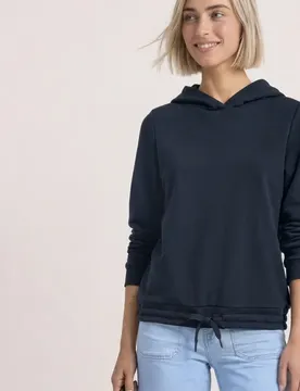 Langarm Sweatshirt mit Kapuze female Blau