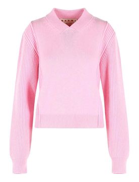 Maglia rosa in lana vergine e cashmere