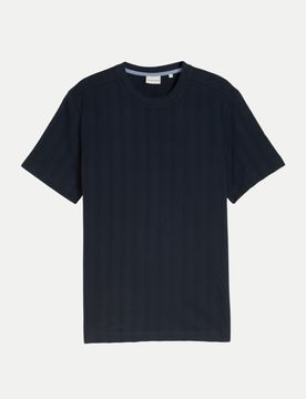Strukturiertes T-Shirt Blau L