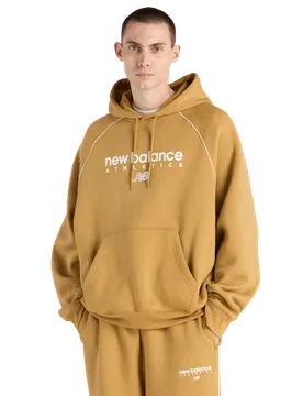 Fleece Trackside Men Hoodies - Beige - Size S - Cotton Jersey - Beige - Size: Small - New Balance - FashionsVida
