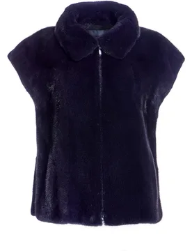 Chaleco de pelo de mujer de visón con hombro caído - Maximilian - FashionsVida