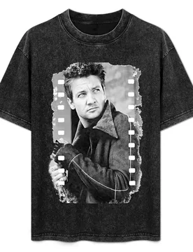 Jeremy Renner B&W Film T-Shirt Basic Solid Color Short Sleeve Cotton Top - Aliexpress - FashionsVida