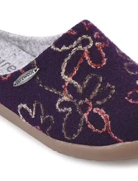 Donna Women's Extra Wide Slippers for Swollen Feet - Purple Floral - Size: 8 XXW - Cosyfeet - FashionsVida