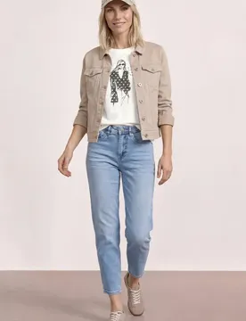 T-Shirt mit Rundhals und Print female Weiß