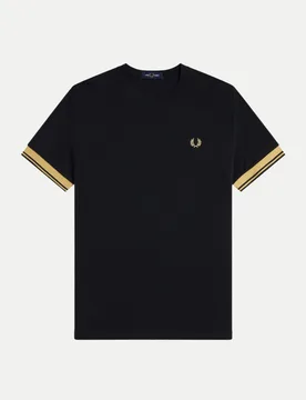 T-Shirt mit Kontrast-Bündchen Schwarz M - Fred perry - FashionsVida