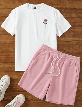 Manfinity VCAY Conjunto de Top de Manga Corta con Cuello Redondo y Pantalones Cortos de unicolor Casual para Hombre, Atuendos Cómodos para Regalo al - Shein - FashionsVida