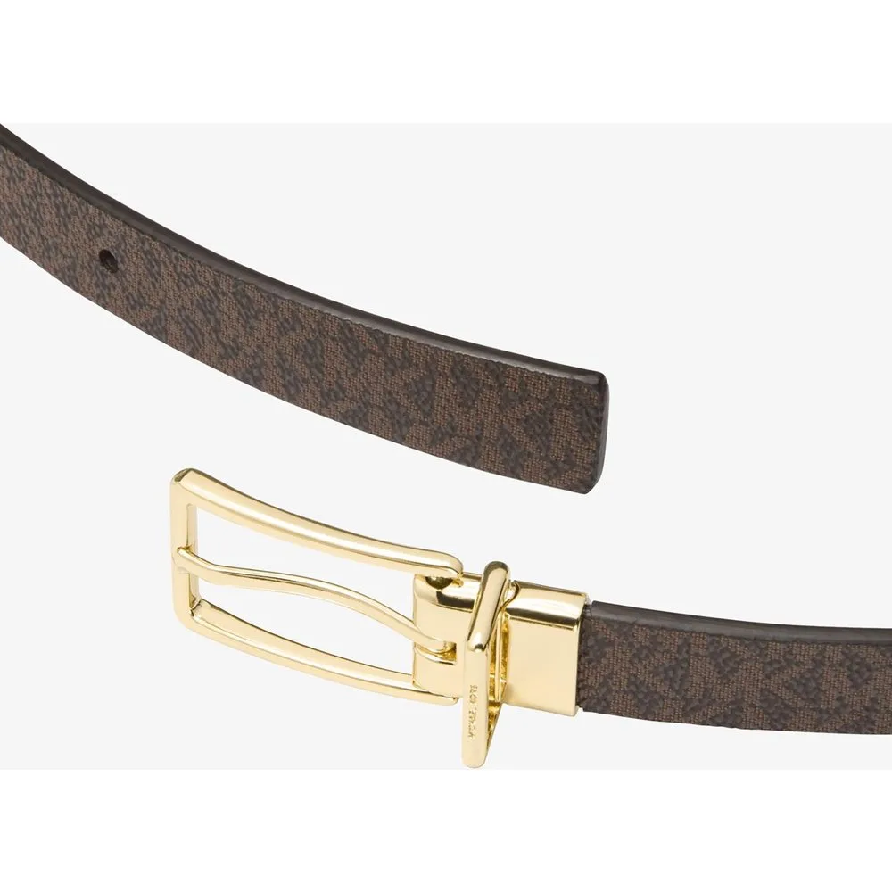 Cinturón reversible de piel y lona con estampado de logotipos - MICHAEL Michael Kors - FashionsVida