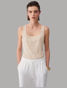 Top a Coste in Viscosa e Lurex con Monogramma