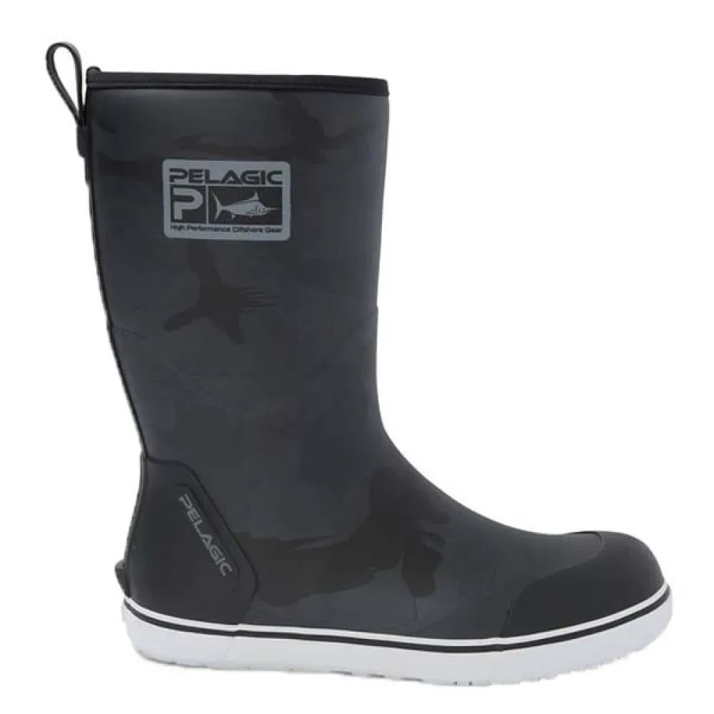 Long Shore Deck Fish Camo Boots Black UK 10 Men - PELAGIC - FashionsVida
