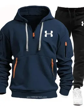 Men's New Autumn and Winter Multi-pocket Zipper Long-sleeved Hoodie + Sports and Leisure Pants Two-piece Fitness Jogging Suit - Aliexpress - FashionsVida